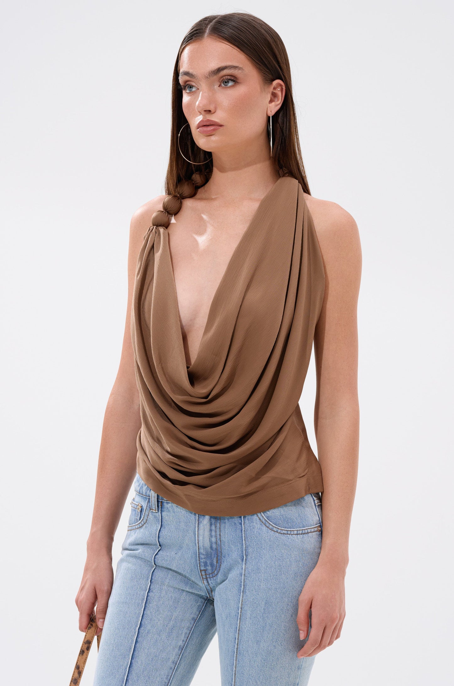 LEXI SATIN COWL NECK BLOUSE