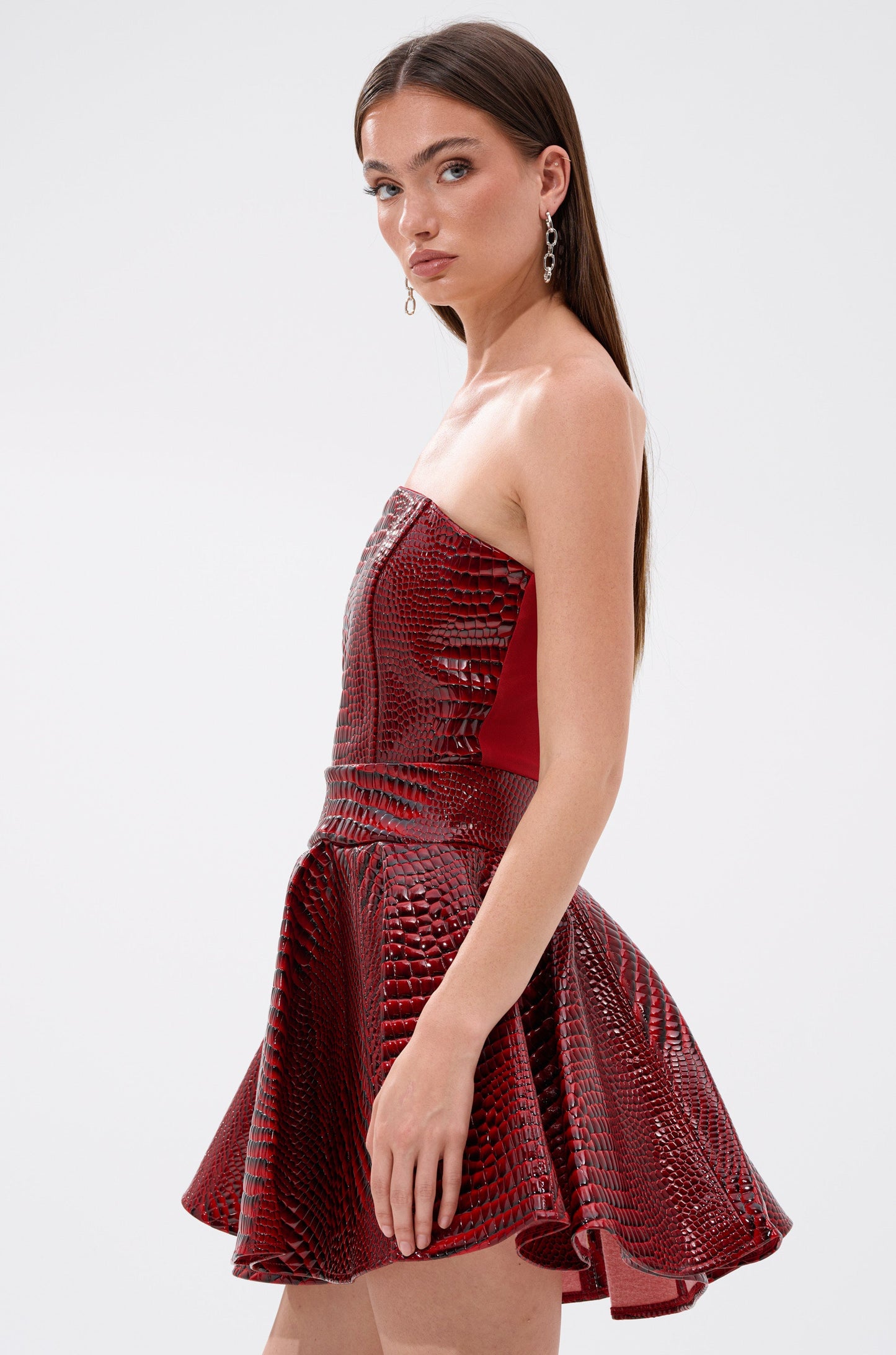 VAL PU MINI DRESS IN CROC PRINT