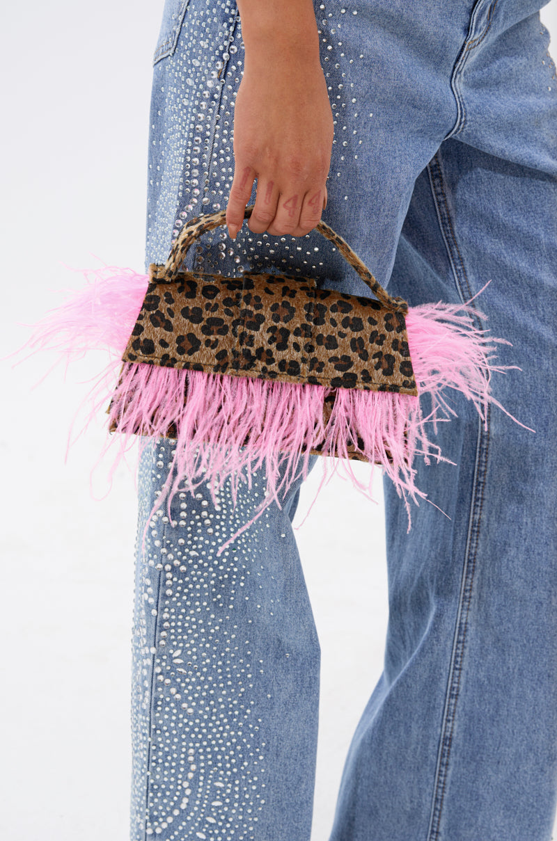 TOO WILD FEATHER PURSE