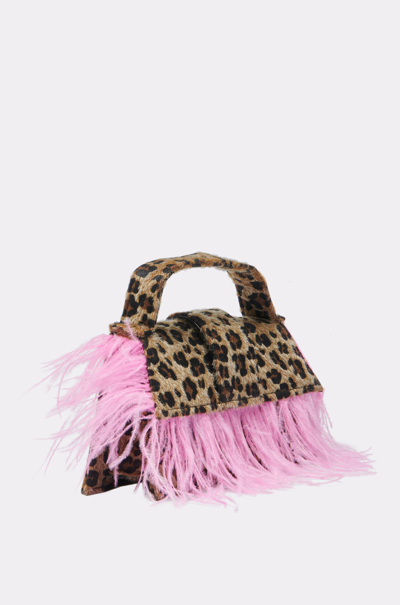 TOO WILD FEATHER PURSE