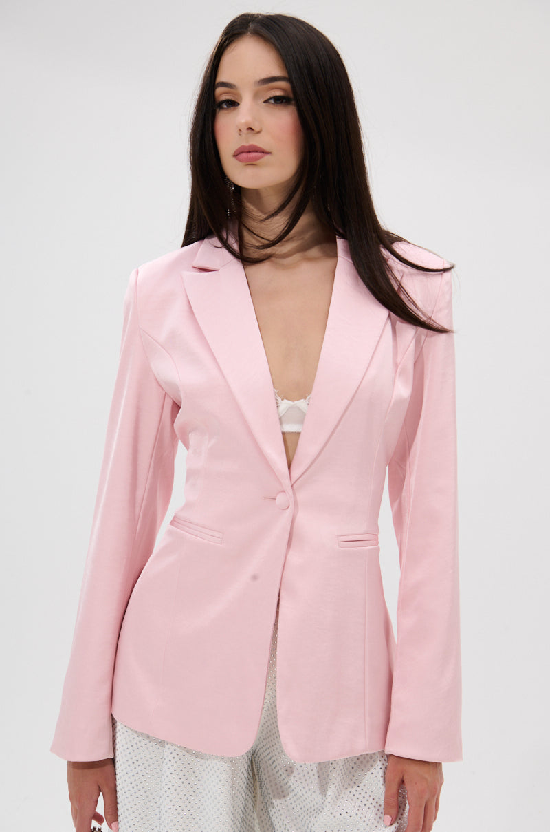DON'T MAKE ME BLUSH SATIN BLAZER